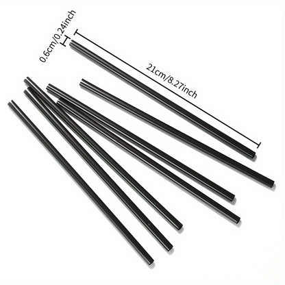 200pcs black thickened durable straws, 8.27 inches/21cm long, diameter 0.24 inch/0.6cm, suitable for kitchen, bar, club, drinks, milk, soda, party