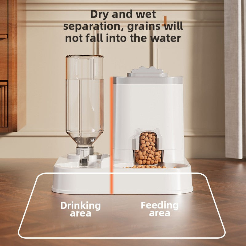 Automatic Cat & Dog Water Dispenser with Integrated Food Basin - 1-10L Capacity, No Batteries Needed, Modern White Design for Easy Cleaning & Hydration - Durable Pet Hydration Solution, Automatic Pet Feeder, Sleek Pet Accesso