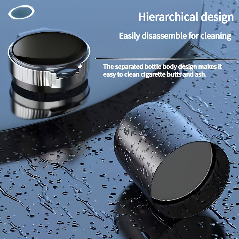 New Car Ashtray, Detachable Storage Box with One-Click Automatic Lid, Metal Lining