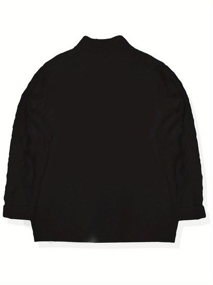 Men's Sweater, Half-High Collar Zip-Up Cable Knit Pullover with Adjustable Neckline, Classic Cable Weave Design, Minimalist and Versatile for Casual Wear, Mature and Stylish Look, Perfect for Autumn and Winter Seasons, Combin