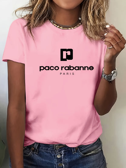 Women'S Soft Pink T-Shirt - Minimalist Elegant Y2K Retro Graphic Tee with Bold Lettering - Everyday Casual & Formal Outfits - Sizes S-XXL - Non-See-Through Fabric - Women'S Fashion Top, Ladies T Shirts, Versatile Clothing, Me