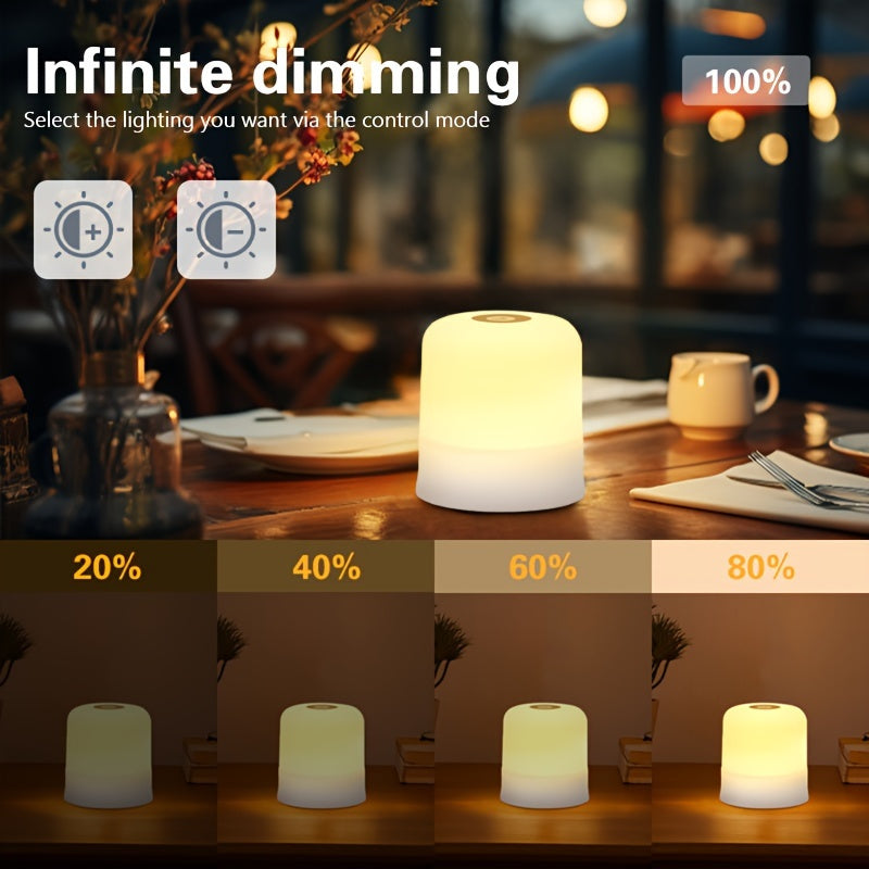 AMill Touch-Controlled USB LED Night Light - Color-Changing, Dimmable Compact Table Lamp for Bedroom Ambiance, 800mAh Rechargeable Battery, 7 Color Modes (Purple, Blue, Green, Red, Pink, White, Cream), Adjustable Brightness,