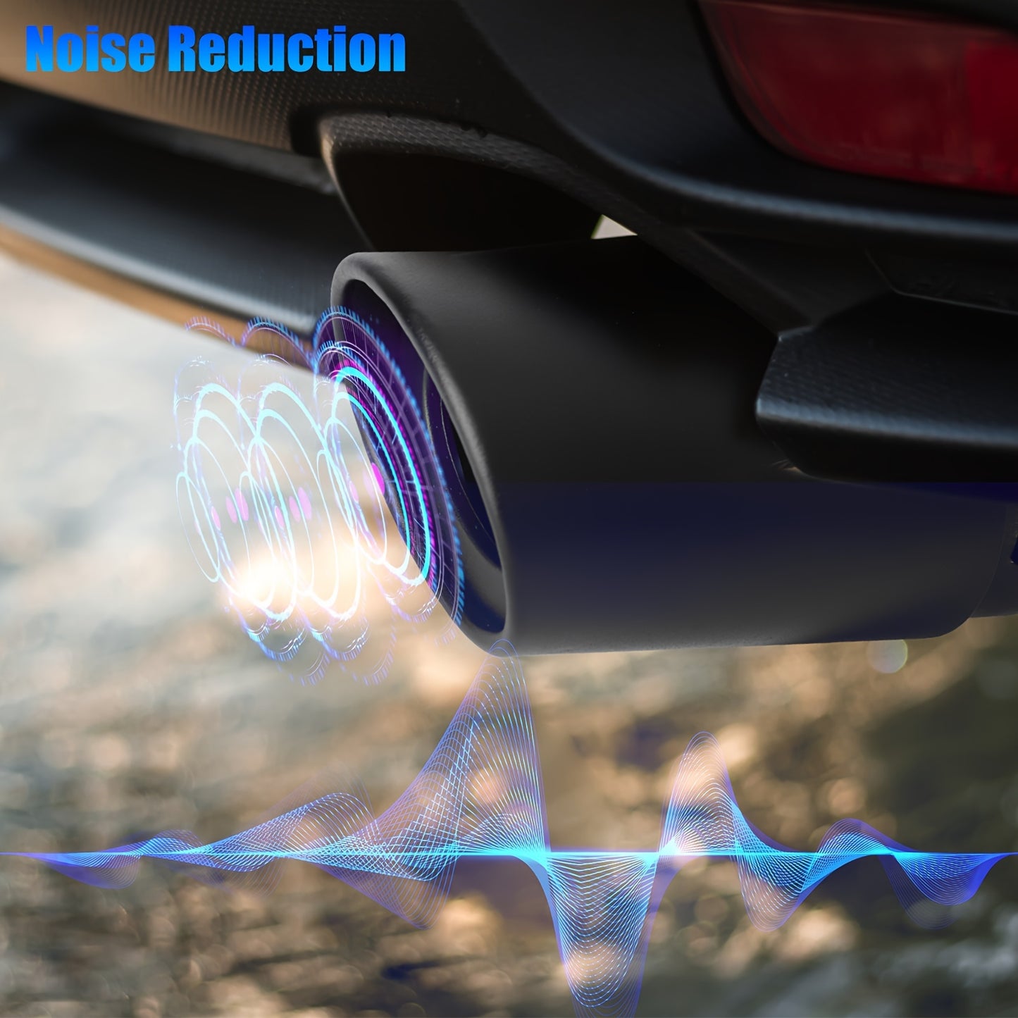 A Black Stainless Steel Car Exhaust Tip, Easy to Install - Suitable for Pipes Ranging from 6.35 cm to 9.14 cm, Enhances Performance And Sound.