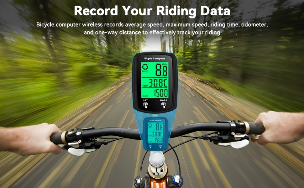 Oein Bike Computer Wired, Bicycle Odometer Wired MPH KM/H, Bike Speedometer Bike Odometer with Touch Sensor Switch, Big Digital LCD Screen, Automatic Wake-u
