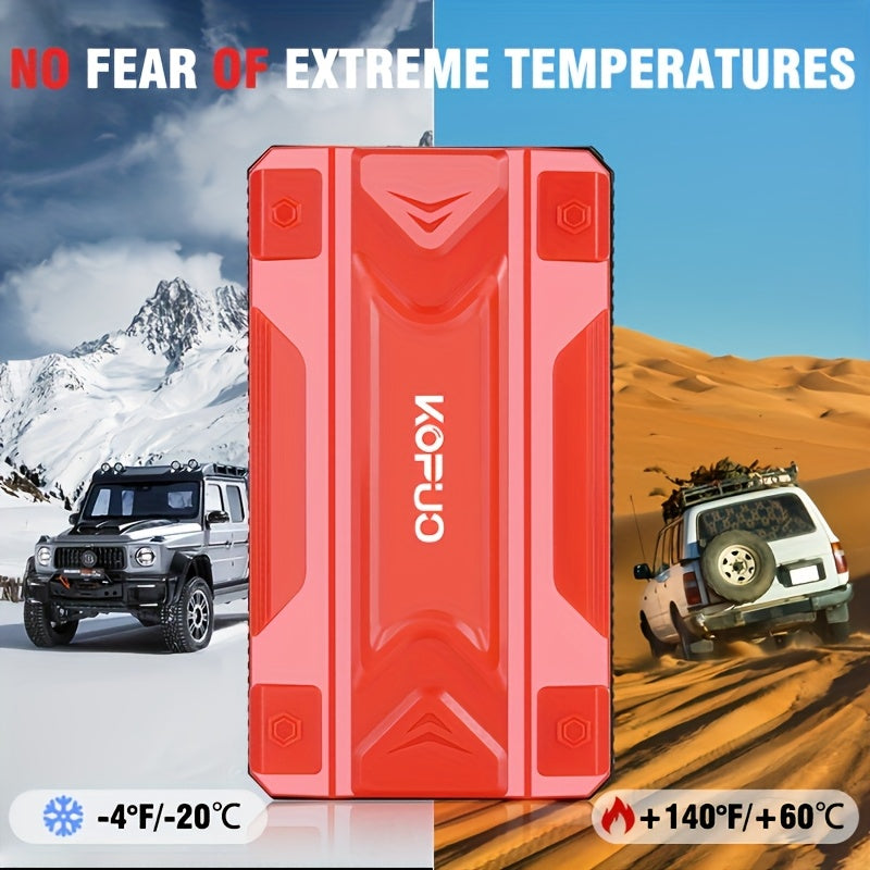 KOPUO 4000A Car Battery Jump Starter - Portable 12V Jump Box with USB/Power Bank, Dual Output, LED Light, and 8, 5L Gas/7, 0L Diesel Engine Compatibility for Cars, Trucks, SUVs, and Motorcycles, Car Jump Starter Battery Pack,