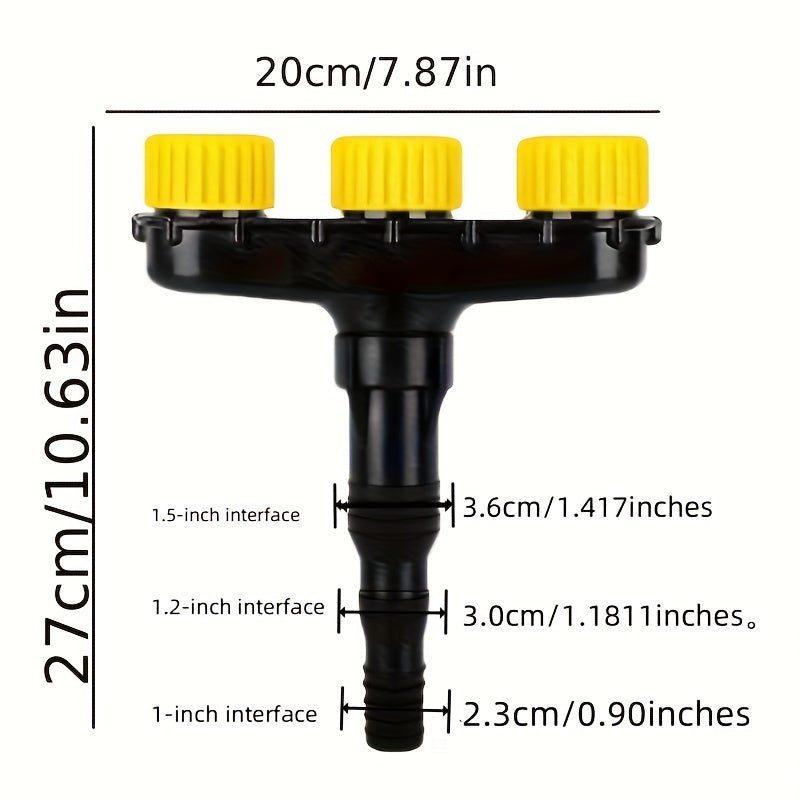 1pc Adjustable Multi-Head Garden Hose Nozzle Sprayer, Durable Plastic, Sleek Black Design, Efficient Watering for Lawn, Vegetables & Flowers, Fits US Garden Hoses, Garden Watering Tool
