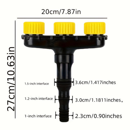 1pc Adjustable Multi-Head Garden Hose Nozzle Sprayer, Durable Plastic, Sleek Black Design, Efficient Watering for Lawn, Vegetables & Flowers, Fits US Garden Hoses, Garden Watering Tool