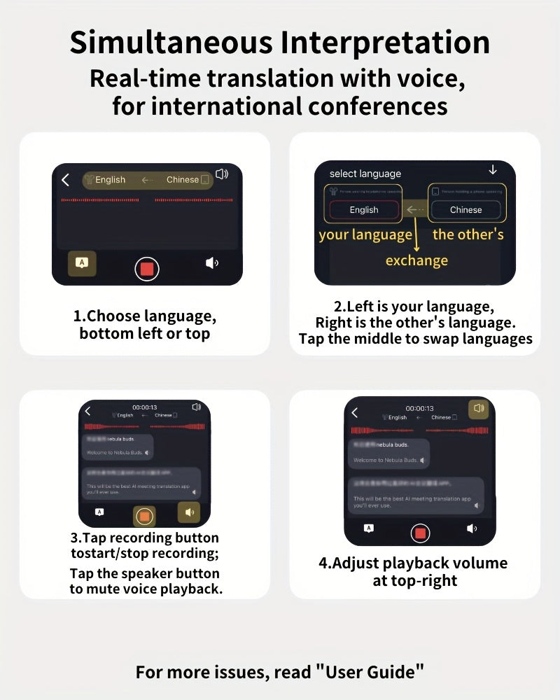 Smart Wireless Headphones with AI Translation Capabilities - Supports Multiple Languages, Offers Real-Time Translation, And Can Record Meetings - Ideal for Travel, Business, And Professional Use.
