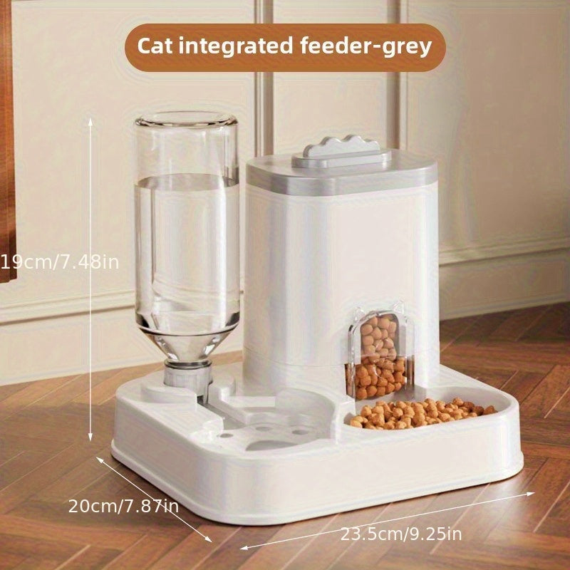 Automatic Cat & Dog Water Dispenser with Integrated Food Basin - 1-10L Capacity, No Batteries Needed, Modern White Design for Easy Cleaning & Hydration - Durable Pet Hydration Solution, Automatic Pet Feeder, Sleek Pet Accesso