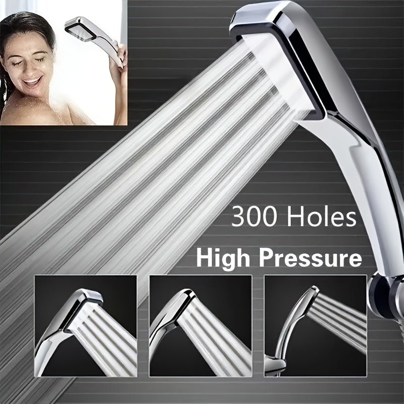 1pc TATUKIKO Heavy-Duty Shower Head with 300 Nozzles - Powerful Shower Spray, Quick Stop Button, Tool-Free Installation - ABS Construction for Bathroom, Spa, or Commercial Use