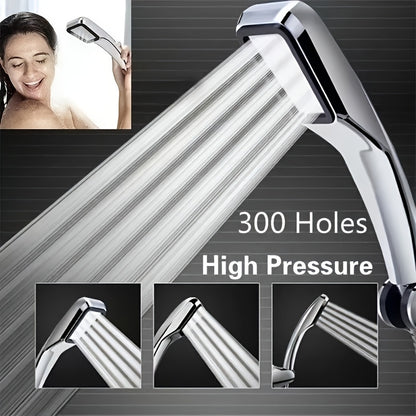 1pc TATUKIKO Heavy-Duty Shower Head with 300 Nozzles - Powerful Shower Spray, Quick Stop Button, Tool-Free Installation - ABS Construction for Bathroom, Spa, or Commercial Use