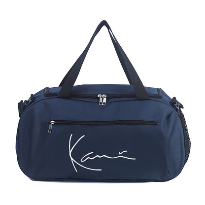 Karl Kani KK Signature Letter Print Duffel Bag, Athletic Carryall, Large Capacity Lightweight Sports Bag with Reinforced Grab Handles, Machine Washable Oxford Fabric for Yoga, Fitness Training, handbag for teenager