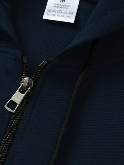 Men'S Casual Hooded Jacket with "RAW" Graphic Print - Light Gray Zip-Up Coat, Polyester Lining, Regular Fit, Front Pockets, Casual Outerwear | Trendy Casual Jacket | Polyester Lined Interior
