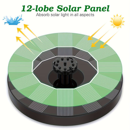 High-quality solar fountain pump with 6 replaceable nozzles - suitable for bird baths, gardens, ponds, fish tanks, aquariums, and outdoor landscape decoration, floating design for easy maintenance, garden gift!
