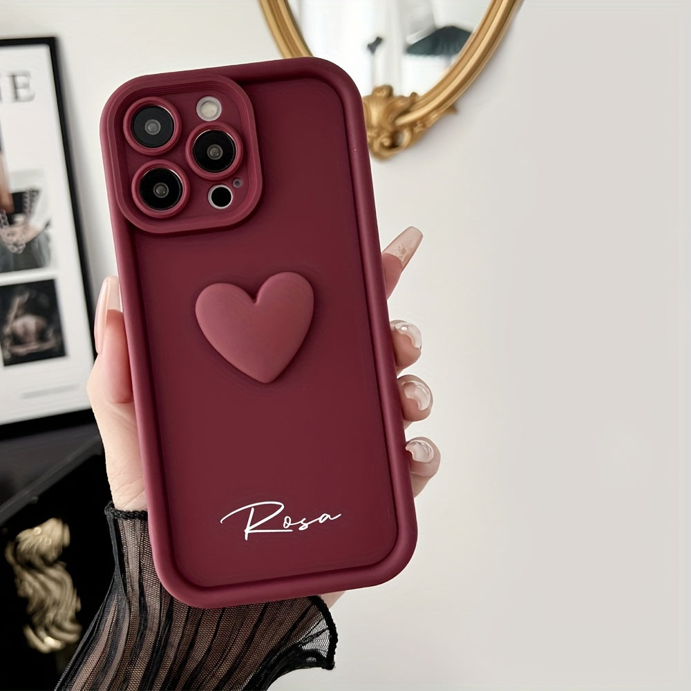 Personalized Customized Name Case for iPhone 17 16 15 14 13 12 11 Pro Max Luxury Acrylic 3D Love Heart Soft DIY Shockproof Gift Cover 14 15 16 Plus 17 Air