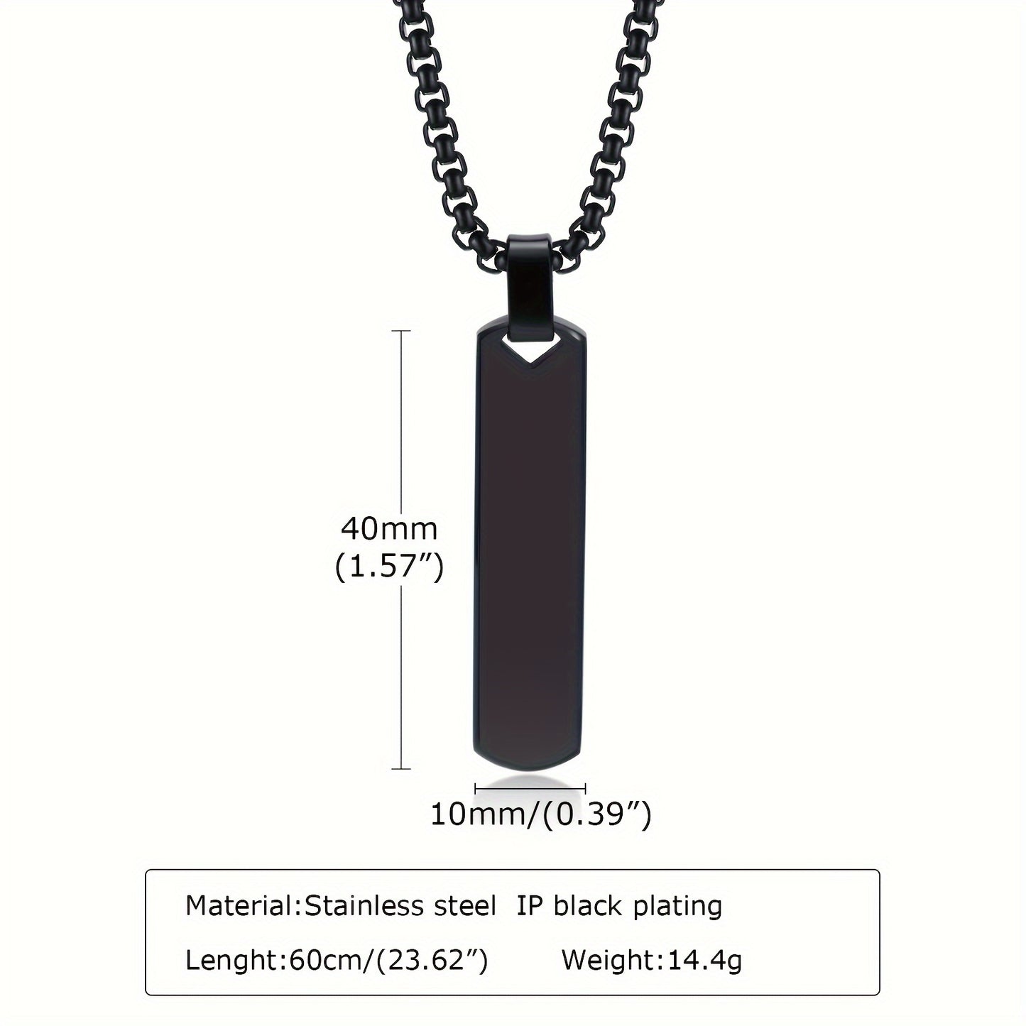 Letter Necklace Pendant Made of Stainless Steel, Featuring a Laser-Etched Design of 26 Letters, Polished for a Stylish 3D Rectangular Look, Suitable for Men.