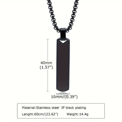Letter Necklace Pendant Made of Stainless Steel, Featuring a Laser-Etched Design of 26 Letters, Polished for a Stylish 3D Rectangular Look, Suitable for Men.