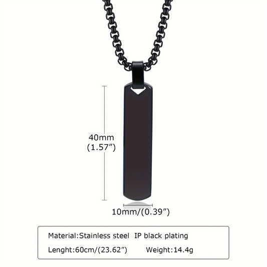 Letter Necklace Pendant Made of Stainless Steel, Featuring a Laser-Etched Design of 26 Letters, Polished for a Stylish 3D Rectangular Look, Suitable for Men.