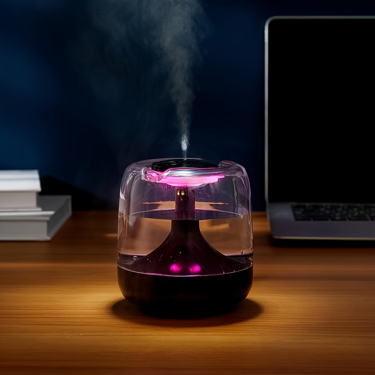 Colorful Acrylic Humidifier with Night Light - Continuous & Intermittent Spray, Essential Oil Diffuser, 7 Color LED Light, USB Powered, Ideal for Living Room, Bedroom, Office, Bedroom Humidifier | Modern Humidifier | Colorful