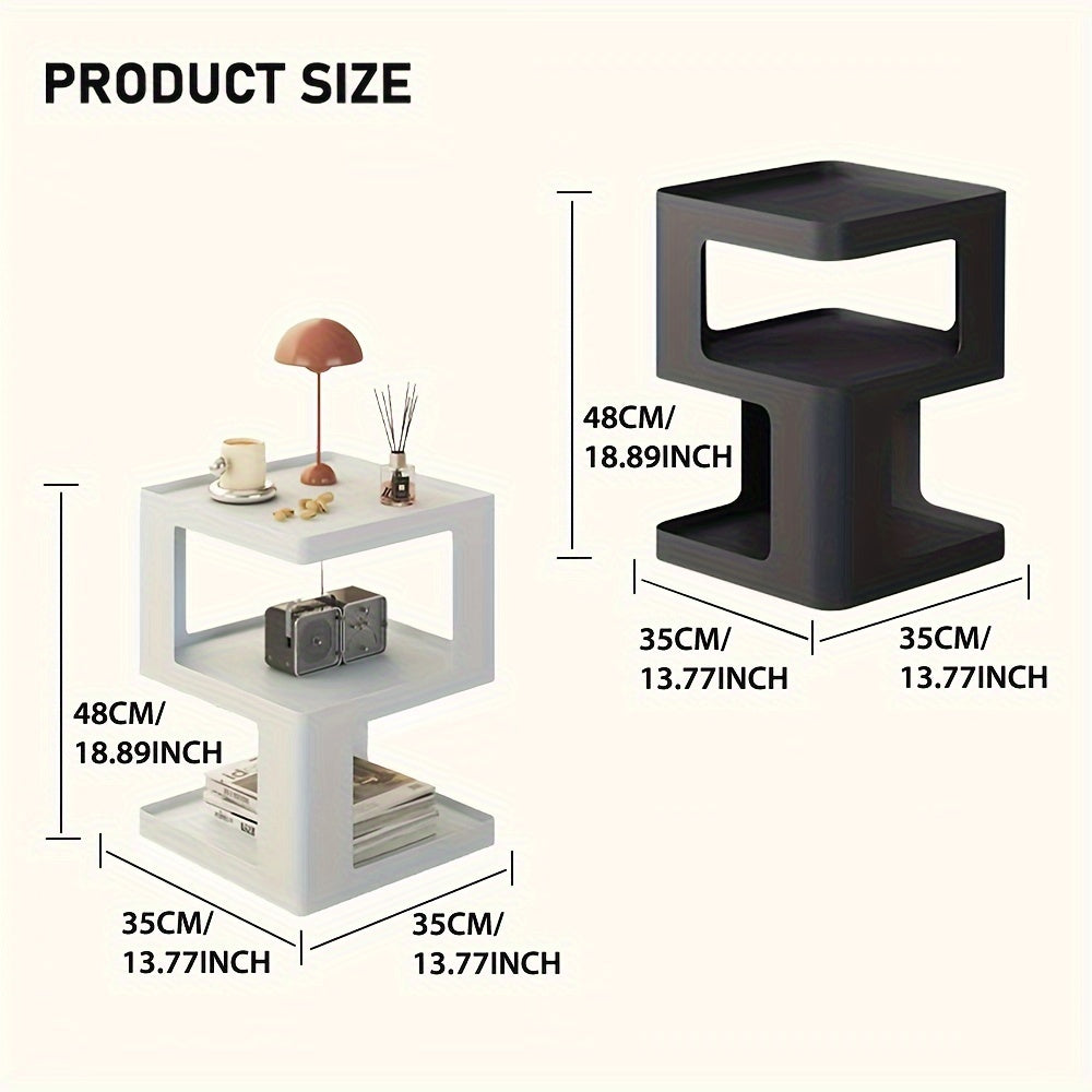 Minimalist Modern Nightstand - Lightweight Durable Plastic Bedside Table with Open Shelf Storage, Easy Assembly, Black - Compact Design for Bedroom, Living Room, Office, Compact Side Table | Sleek Bedside Table | Stable Desig