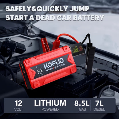 KOPUO 4000A Car Battery Jump Starter - Portable 12V Jump Box with USB/Power Bank, Dual Output, LED Light, and 8, 5L Gas/7, 0L Diesel Engine Compatibility for Cars, Trucks, SUVs, and Motorcycles, Car Jump Starter Battery Pack,