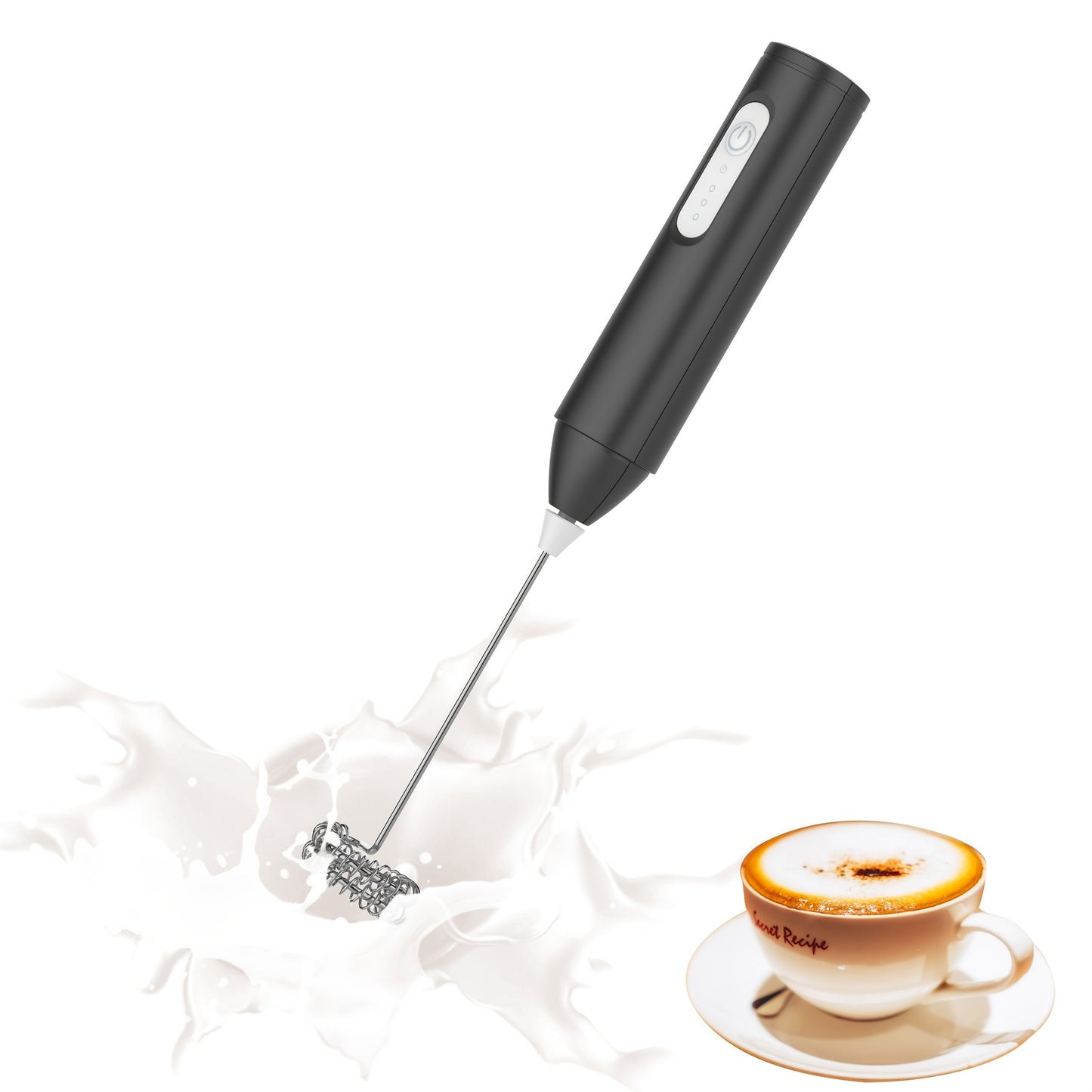 Electric Milk Frother Handheld USB Rechargeable Coffee Frother with Stainless Whisks, 3 Speed Adjustable Foam Maker for Coffee, Latte, Cappuccino, Hot Chocolate, Matcha, Egg