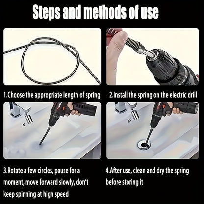 1pc Pipe Deburring Tool Drill Attachment, Multi-Functional Drain and Toilet Plunger, Hair and Debris Removal, Bathroom and Kitchen Drain Cleaner, Flexible Pipe Assistant for Commercial and Residential Use, Durable and Space-S