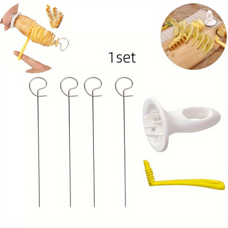 1 set of manual vegetable spiralizer, grater, peeler, slicer, potato spiral cutter, tornado potato chip maker, and fancy French fry tool