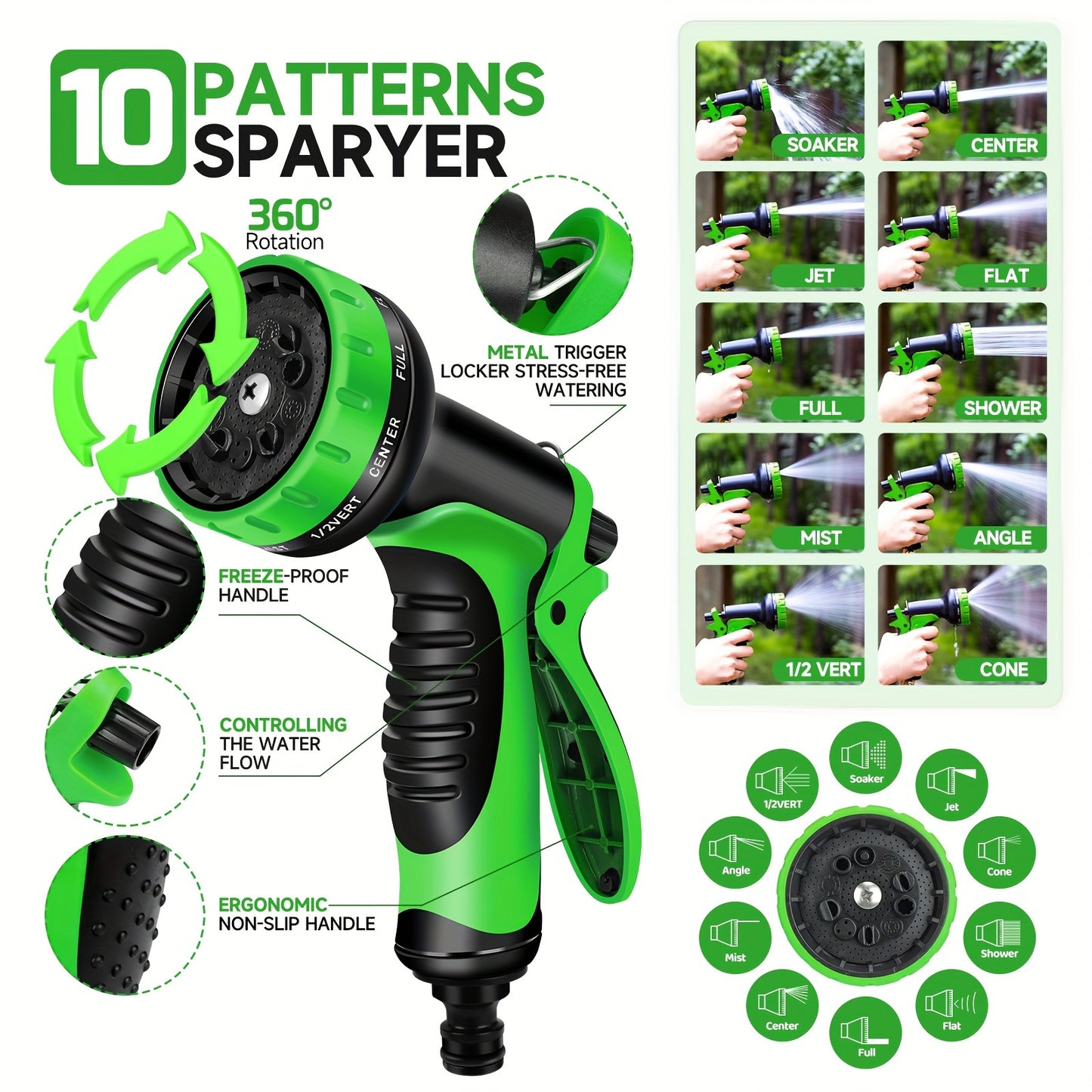 LOVFEN Expandable Garden Hose Kit Latex Flexible Water Hoses Spray Nozzle