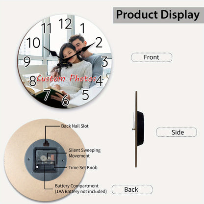 1pc Personalized Woodcut Wall Clock Personalized-Clocks Retail Clock Good Walls Clocks ChefWalls Clockserk Customized Valentine's Decorative Scullery Washroom Playroom Style Battery Operated Not Included