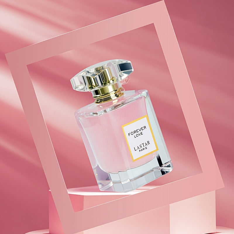 LASTAR Paris Forever Love Perfume 1.86oz, Romantic Floral Scent with Rose, Jasmine, Vanilla & Patchouli, Soft & Fresh Fragrance, Long-Lasting, Elegant Pink Glass Bottle with Golden Cap, Perfect Party/ Holiday Gift for Women