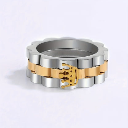 1pc Elegant Men'S Stainless Steel Ring with Crown Design, Durable 304 Stainless, Fashionable Simple Style, Unique Charm for Daily Wear and Special Occasions
