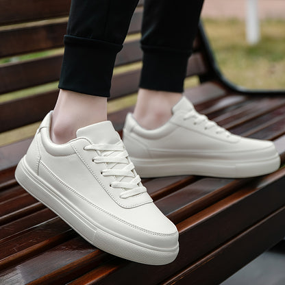 Lightweight Solid Skate Shoes - Men's Low Top Comfy Non Slip Casual Shoes - All Seasons Outdoor Walking Jogging Business Trip