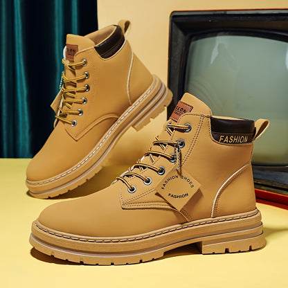 KOONEXY Men'S Fashion Ankle Boots - Upper, PVC Sole, Lace-Up, Round Toe, Short Ankle Boots for Casual & Sporty Wear, All-Season Comfort, Casual Footwear, Sporty Boot Design, Fabric Lined Interior