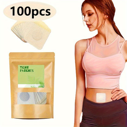 100pcs waist and abdomen patch set, used for tightening and burning sensation, effective plant fiber for western-style and tightening, suitable for improving fitness performance, no battery required