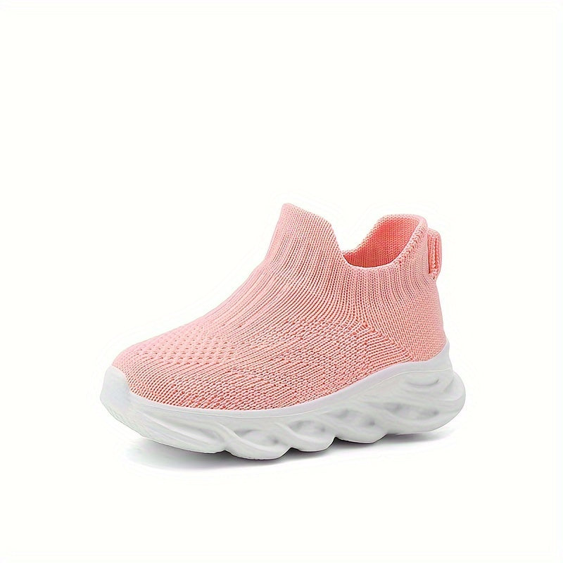 Boys & Girls Lightweight Breathable Slip- Shoes - Elastic Sock Design, Geometric Pattern, All-Season Low-Top Fabric Upper & EVA Sole for Outdoor Hiking, Casual Wear, Training - Ages 14 & Under