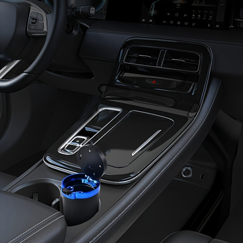 New Car Ashtray, Detachable Storage Box with One-Click Automatic Lid, Metal Lining