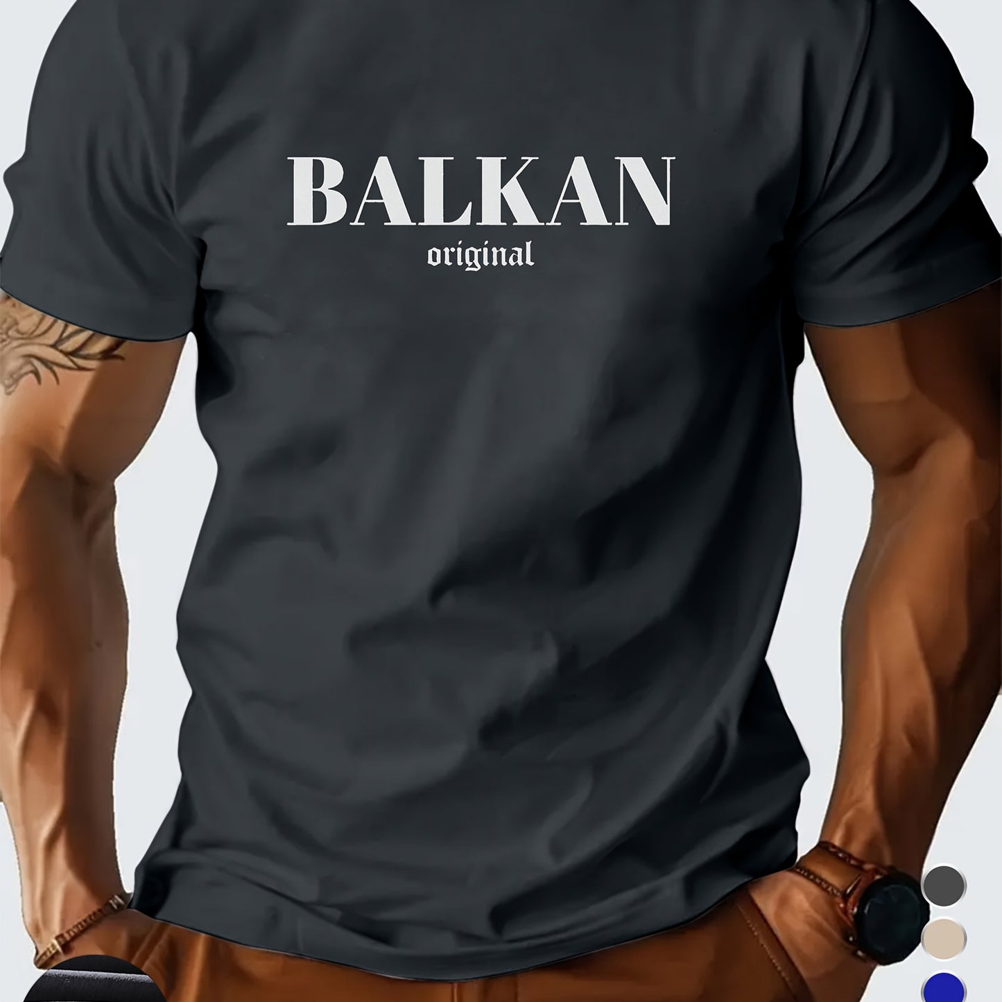 Men'S Casual Short Sleeve T-Shirt - "Made in Balkans" Print, Lightweight & Breathable Summer Tee, Round Neck, Regular Fit, Perfect for Casual Attire, Breathable Clothing | Modern Casualwear | Lightweight Shirt