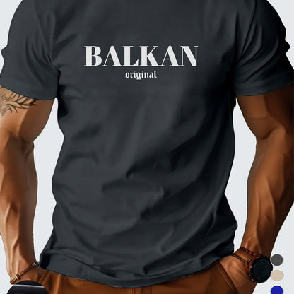 Men'S Casual Short Sleeve T-Shirt - "Made in Balkans" Print, Lightweight & Breathable Summer Tee, Round Neck, Regular Fit, Perfect for Casual Attire, Breathable Clothing | Modern Casualwear | Lightweight Shirt
