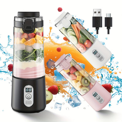 USB Rechargeable Portable Blender with Digital Timer Display, 10-Cup Capacity, Detachable & Easy-Clean Design for Smoothies, Juices, Protein Shakes - Ideal for Gym, Travel, Home Use, Smoothie Blender Portable, Juice Preparati