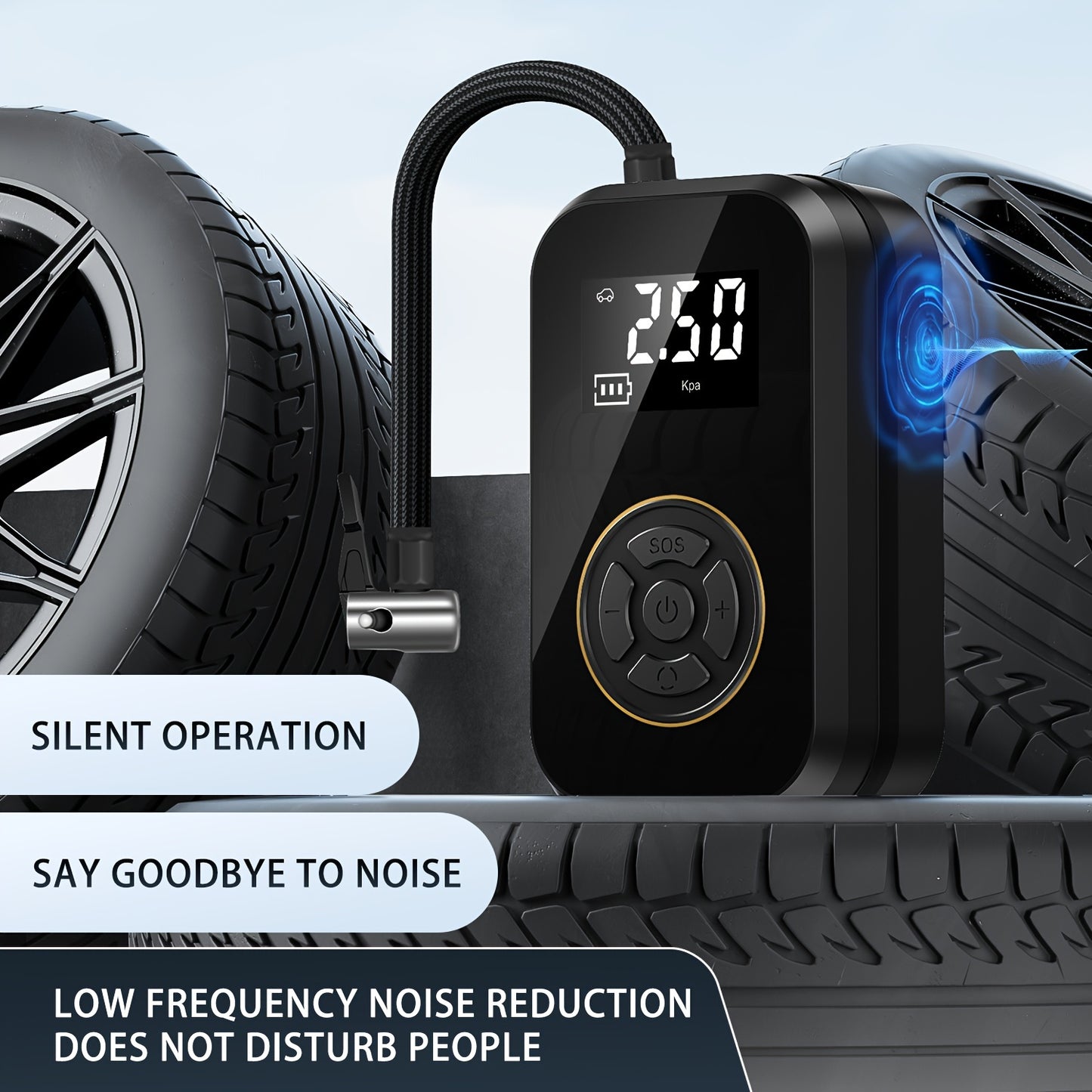 150PSI Portable Air Compressor Tire Inflator - Cordless Tire Pump with Digital Pressure Gauge, LED Light, USB Charging, And Rechargeable Lithium Battery - Perfect for Car, Bike, Motorcycle, And Ball Inflation