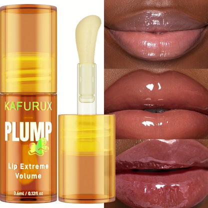 1pc KAFURUX PLUMP Lip Oil, Tinted Liquid Formula, High Shine Finish, Moisturizing Hydration, Fuller Lips Effect, Suitable for All Skin Types