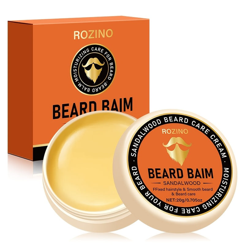 ROZINO Sandalwood Beard Care Cream, 20g - Hypoallergenic, Moisturizing & Gentle Cleansing for Men, Promotes Smooth, Shiny Beard