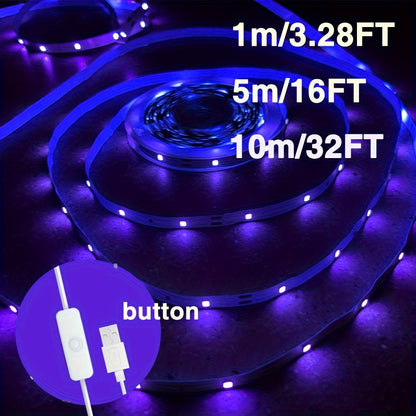 HBOWMDJIA USB-Powered Flexible LED Strip Light, Push Button Control