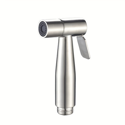1pc High-Pressure Stainless Steel Handheld Shower Head, Wall-Mounted, Brushed Finish, Adjustable Spray Nozzle for Bathroom & Toilet Upgrade, Durable & Sleek Design