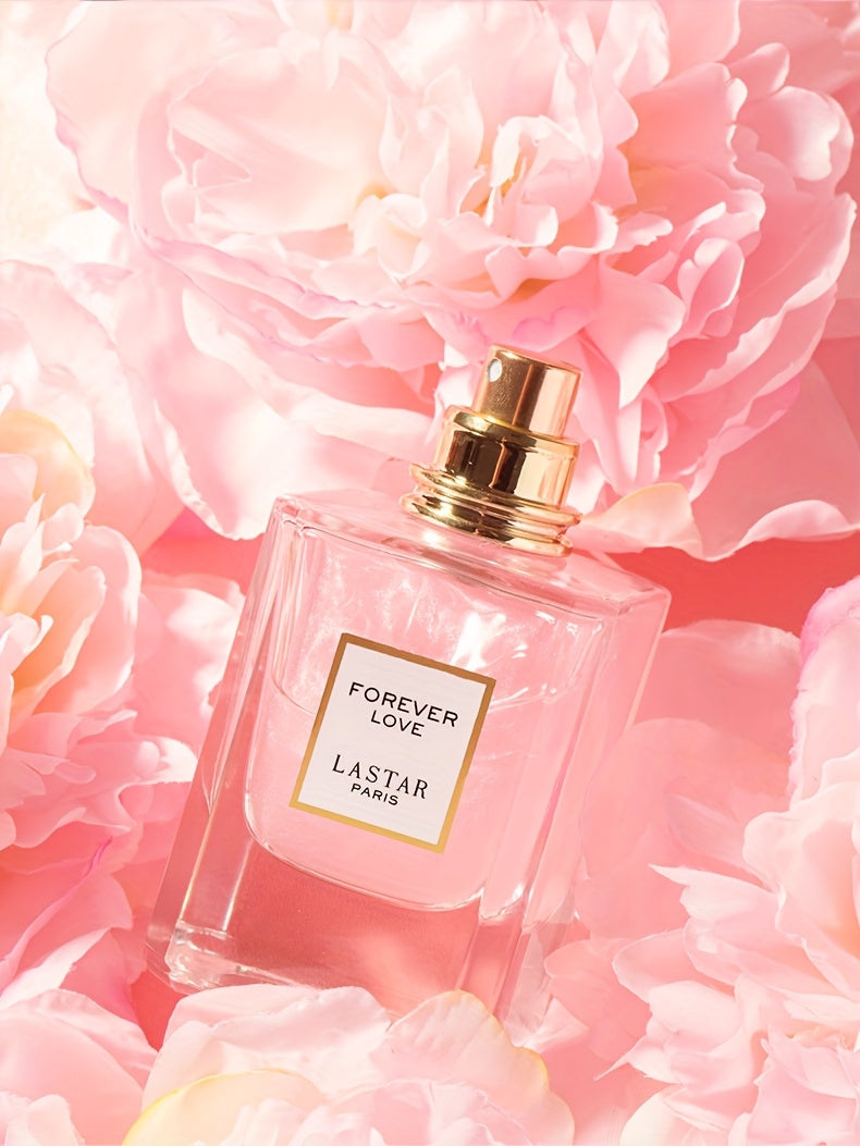 LASTAR Paris Forever Love Perfume 1.86oz, Romantic Floral Scent with Rose, Jasmine, Vanilla & Patchouli, Soft & Fresh Fragrance, Long-Lasting, Elegant Pink Glass Bottle with Golden Cap, Perfect Party/ Holiday Gift for Women