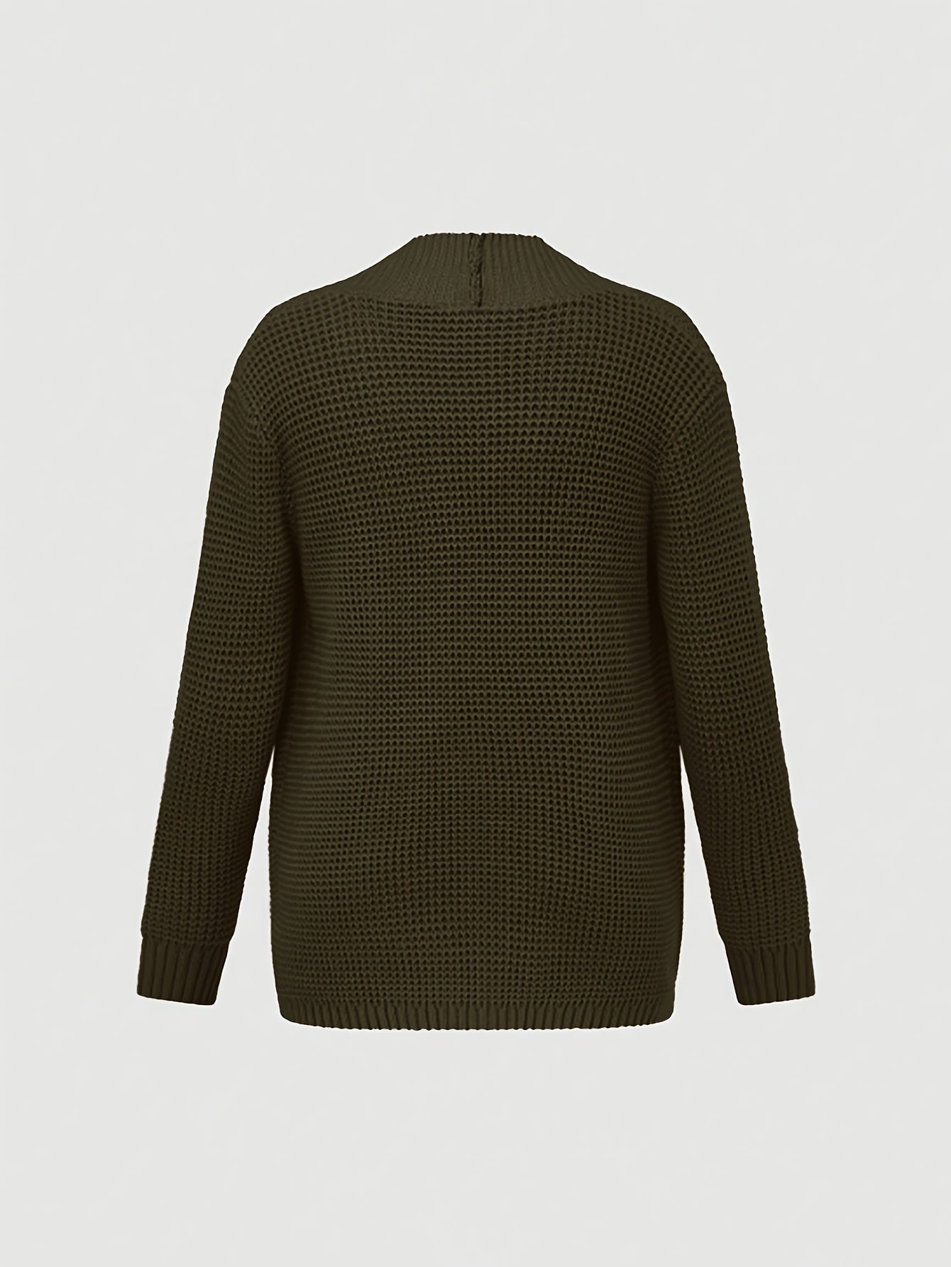 Men'S Casual Long Sleeve V-Neck Knit Cardigan - Loose Fit Solid Color Sweater with Pockets, Lightweight Acrylic for Fall/Winter, Versatile Layering Piece