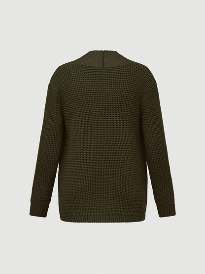 Men'S Casual Long Sleeve V-Neck Knit Cardigan - Loose Fit Solid Color Sweater with Pockets, Lightweight Acrylic for Fall/Winter, Versatile Layering Piece