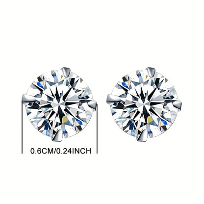 1 Pair Men'S Sparkling One Carat Cubic Zirconia Stud Earrings, High-Quality Stainless Steel, Non-Allergic & Fade-Resistant, Fashion Style, with Synthetic Zirconia, for Wedding Accessory & Men'S Gift Jewelry,Valentine'S Day