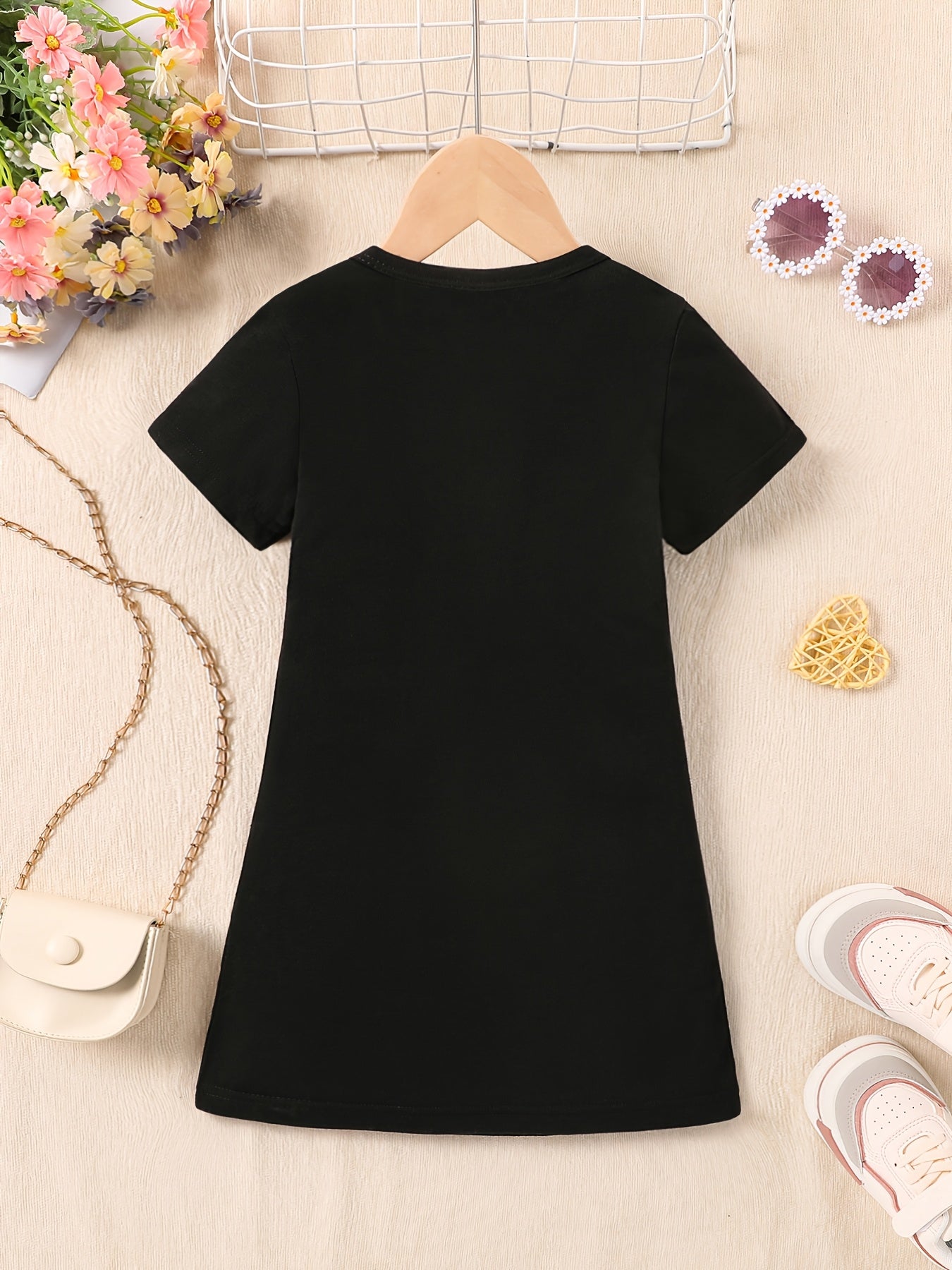 Youngsters' 'I Love Papa' Graphic Dress | Lavender Polyester-Spandex Blend | Breathable & Stretchy Short Sleeve Round Neck | Machine Washable | Casual Summer Outfit for Girls